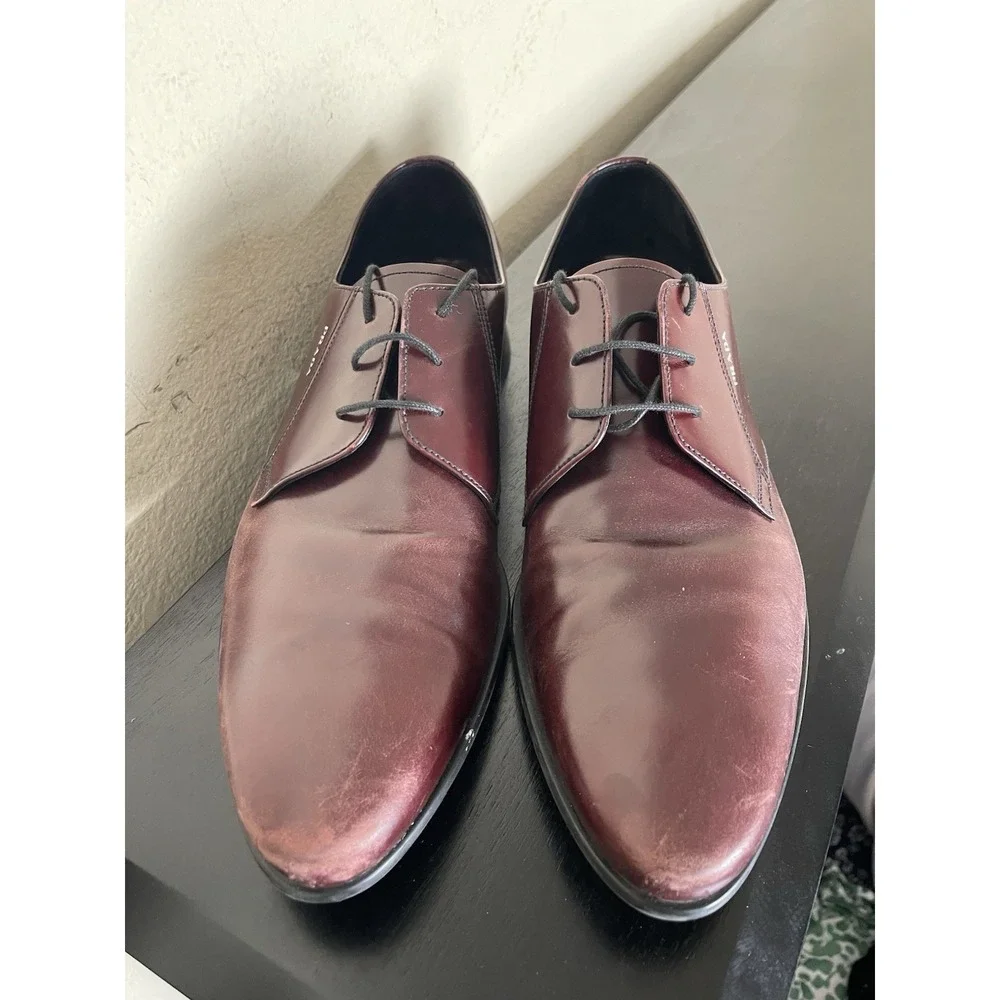 Prada Milano Vintage Lace Dress Shoes Burgundy Oxblood Men's Size 12 Preowned